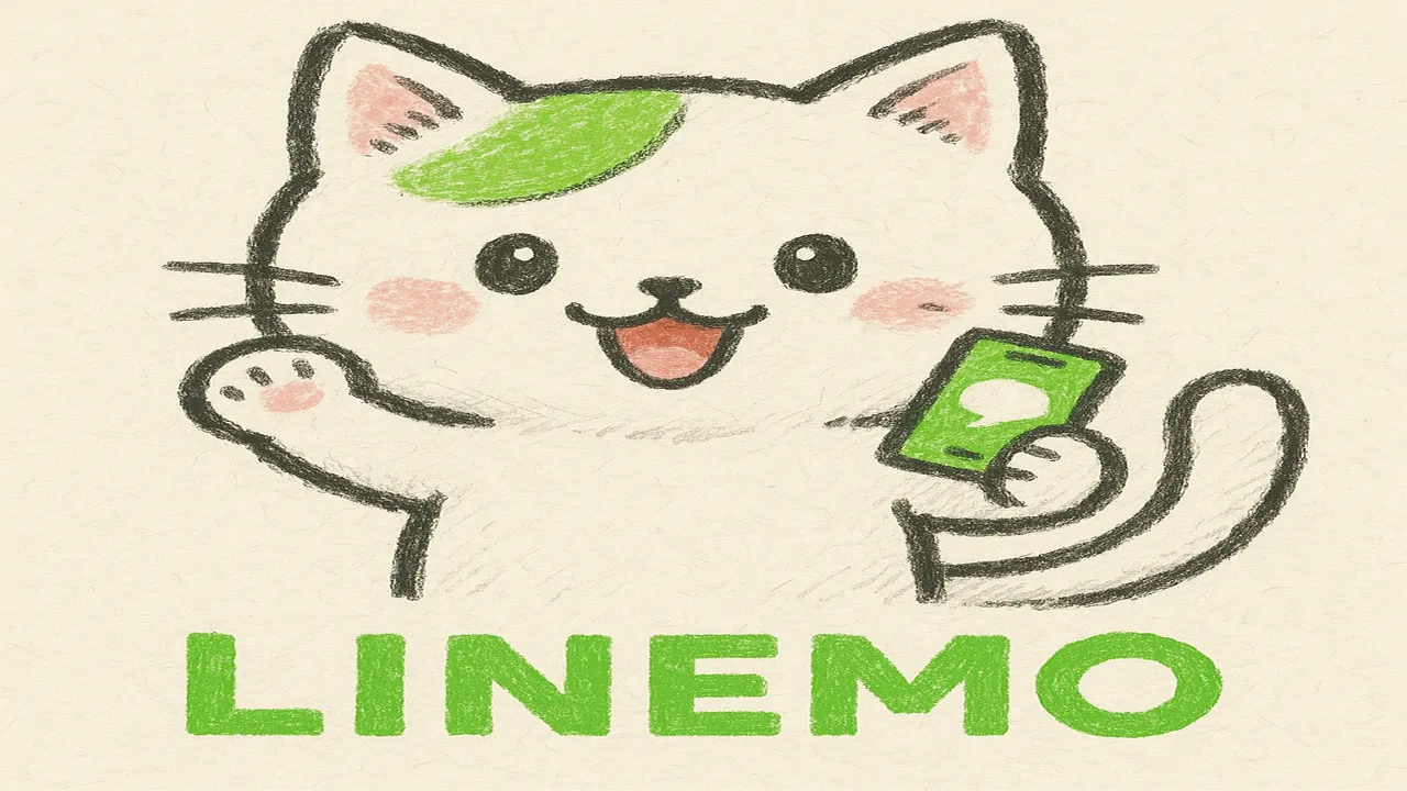 緑と白のLINEMO猫