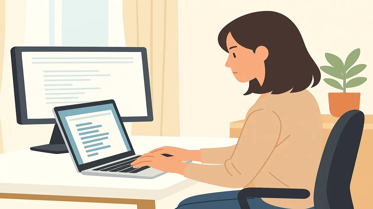 PCに向かう女性